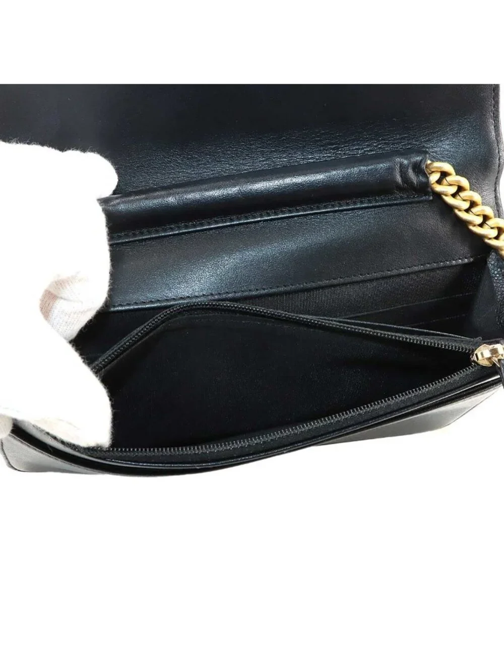 ★SOLD★ Chanel Chain Wallet Caviar Leather Black Gold - Picture 8 of 10